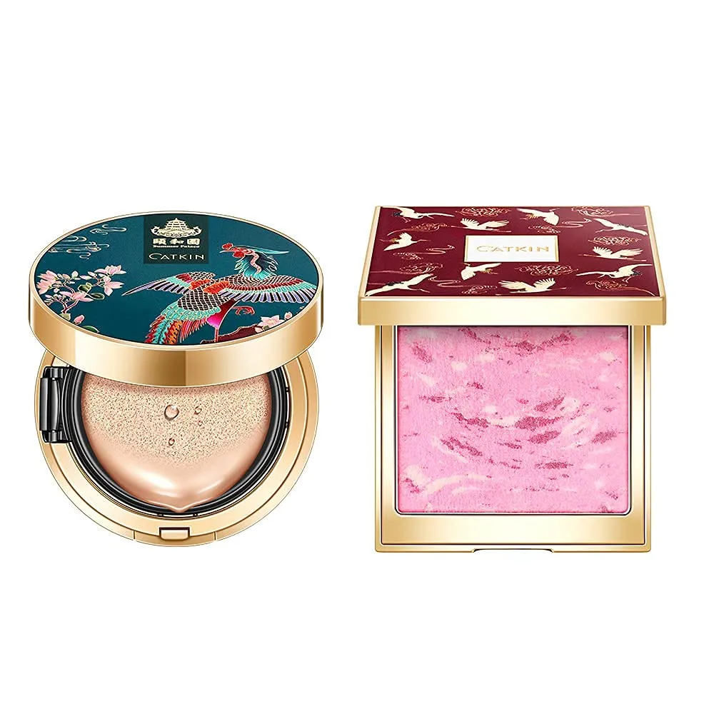 Catkin 2Pcs Makeup Set Includes BB Cream Air Cushion Foundation C01 and Cheek Blush C01