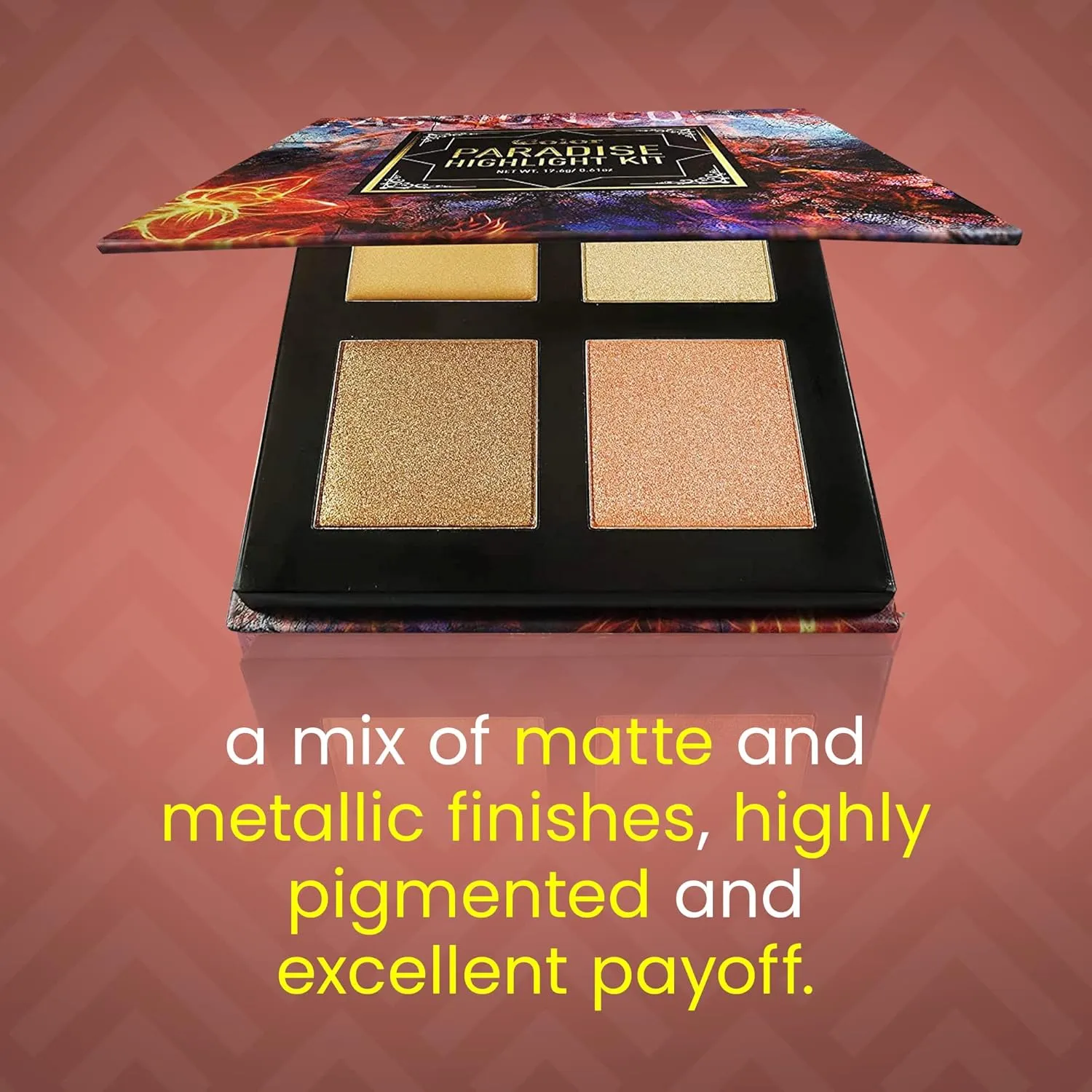 Ccolor Cosmetics - Paradise Highlight Palette, 4-Shade Shimmer Highlighter Makeup for Women, With Light and Shimmery Coverage, Cruelty & Paraben-free Makeup Highlighter Palette