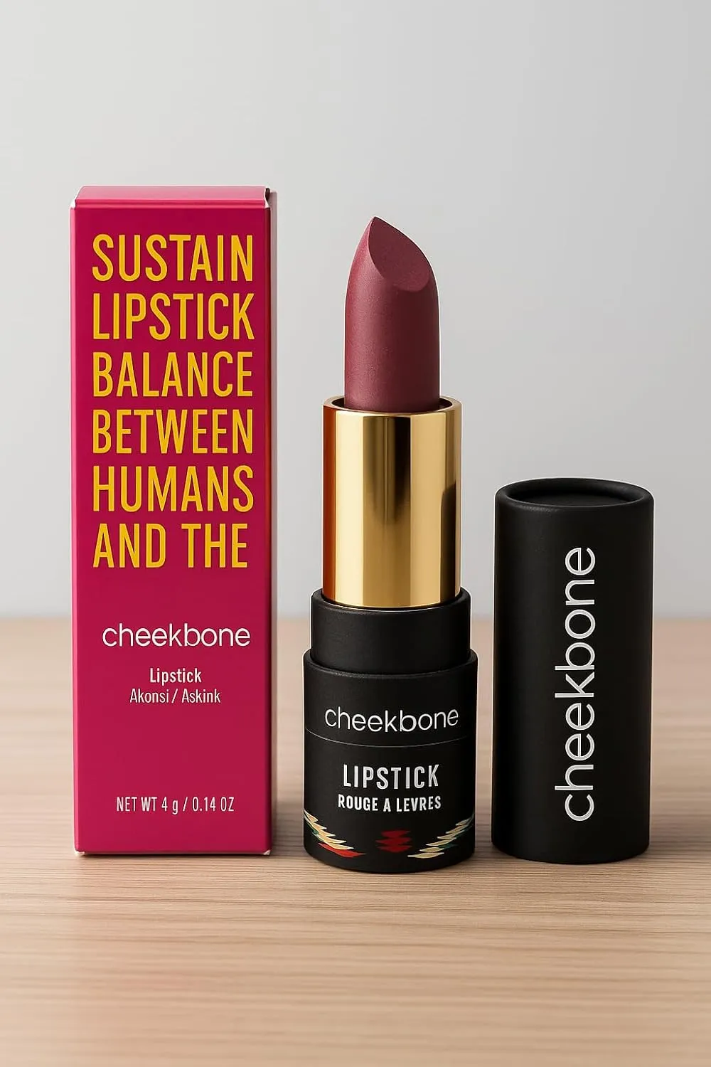 Cheekbone Sustain Lipstick – Clean, Vegan & Long-Lasting Lipstick – 4g / 0.14 oz – Available in Keyah, Aki, Askihk | Natural, Indigenous-Owned Beauty Brand (Askihk)