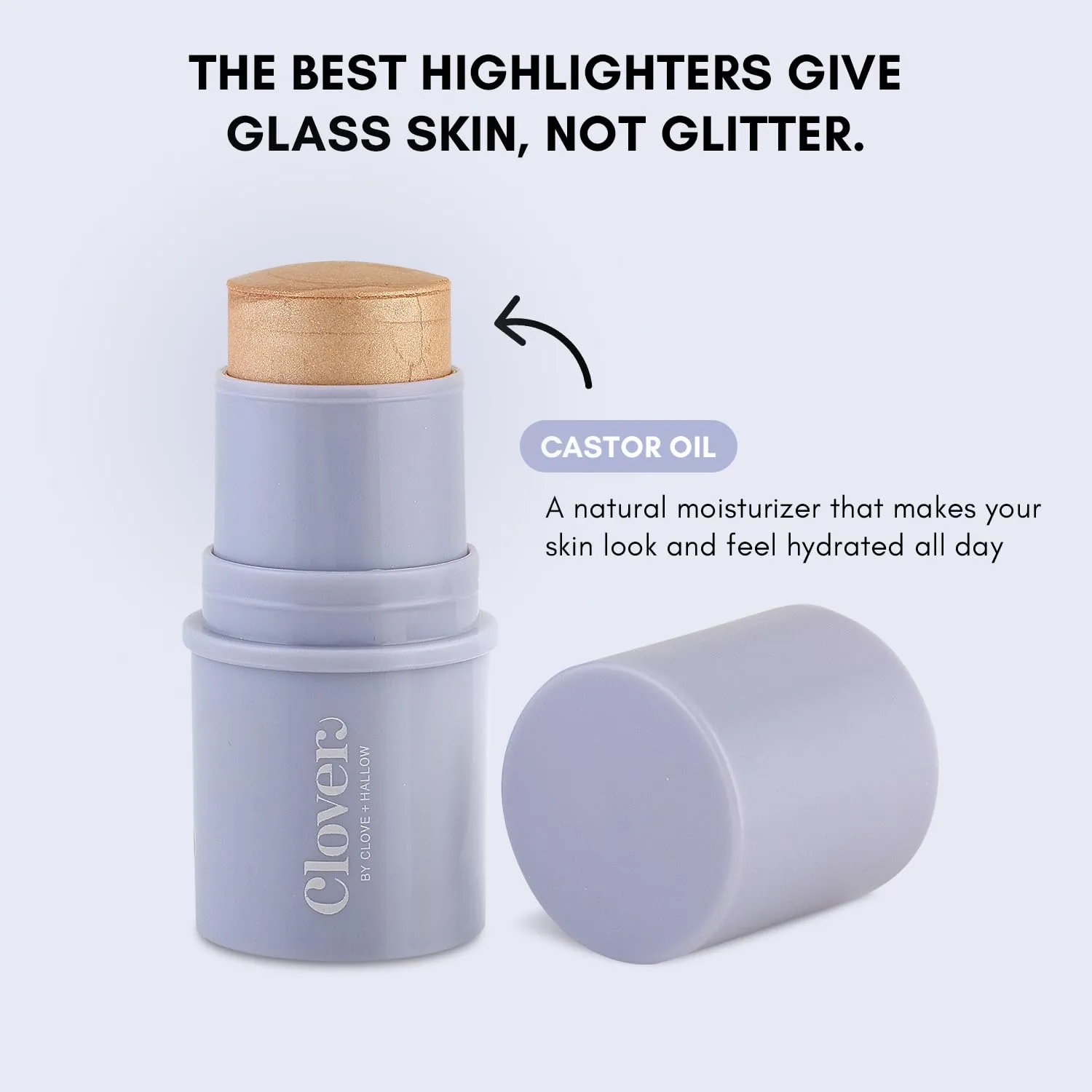 Clover Glow Stick Illuminator | Natural Shine Highlighter, Glass Skin, Easy To Apply | Cruelty-Free & Vegan Naural Makeup| Made With Castor Oil