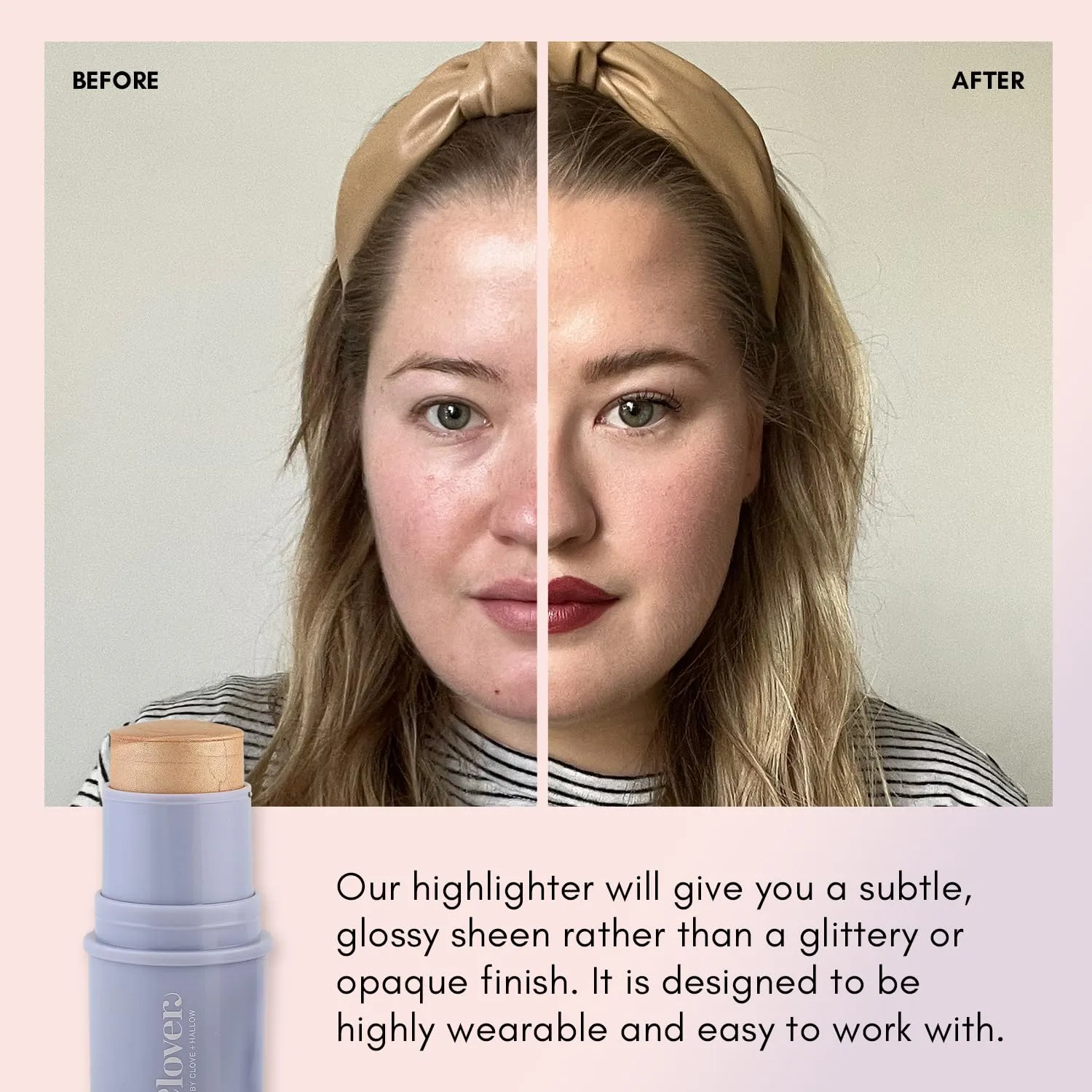 Clover Glow Stick Illuminator | Natural Shine Highlighter, Glass Skin, Easy To Apply | Cruelty-Free & Vegan Naural Makeup| Made With Castor Oil