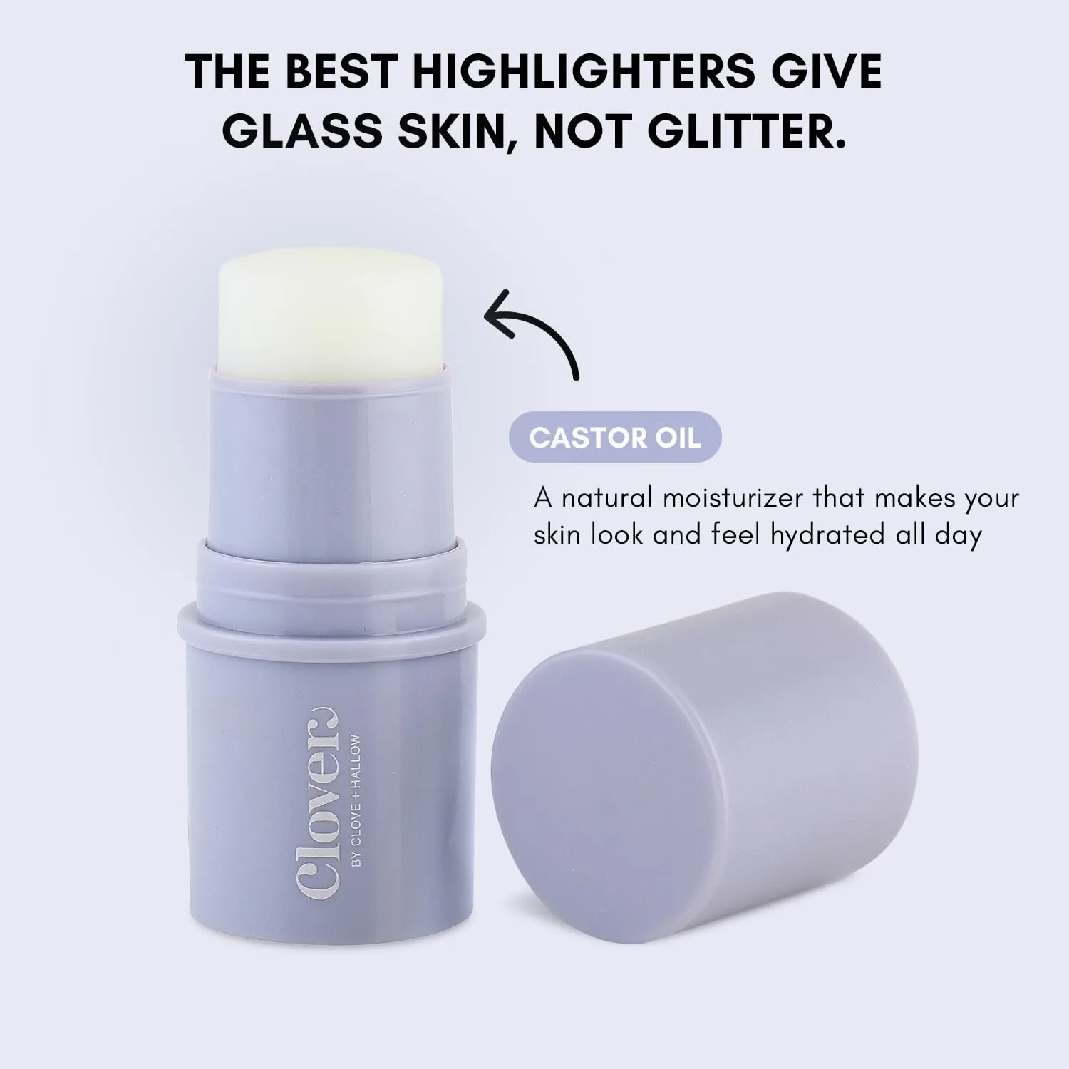 Clover Glow Stick Illuminator | Natural Shine Highlighter, Glass Skin, Easy To Apply | Cruelty-Free & Vegan Naural Makeup| Made With Castor Oil