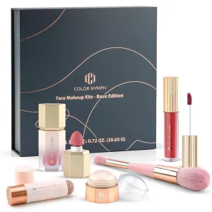Color Nymph Face Makeup Kit, Make up Set For Teen Girls | Vegan & Cruelty Free | Includes Lipglosses Liquid Blush Highlighter Contour Stick & Brush | Makeup Gift Set Design - Basic Edition