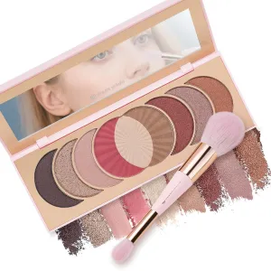 Color Nymph Naked Eyeshadow & Blush Palette Set丨Highly Pigmented Blush Highlighter Bronzer Makeup Palettes丨Travel Friendly Shimmer Powder Face Pallet