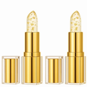 Color Changing Lipstick, 2 Pack Mood Lipstick Color Changing Long Lasting 24H– Gold Crystal pH Chapstick, Transfer-Proof, Moisturizing Glossy Shine Lip Gloss for Women