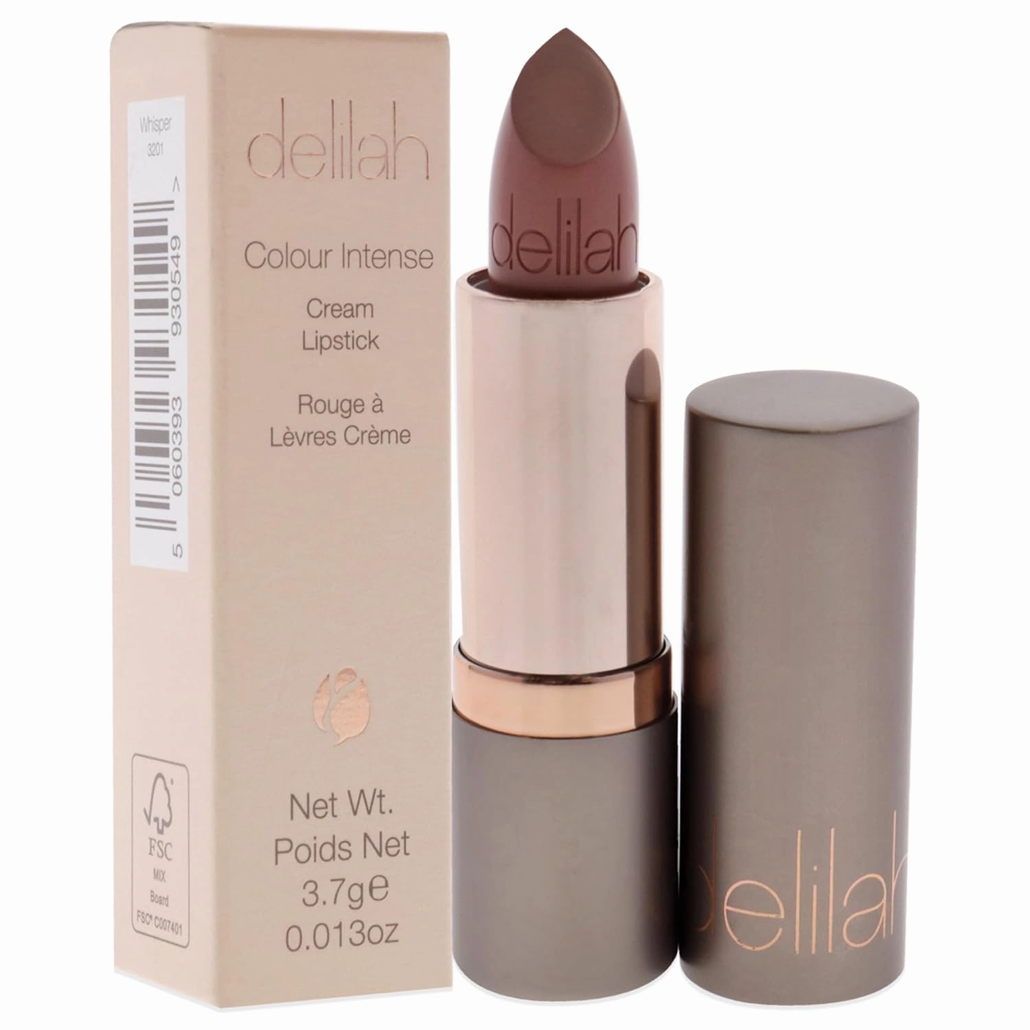 Colour Intense Cream Lipstick - Whisper - Rich Pigmented - Long Lasting, Hydrating, Velvety Creamy Lipstick For Women - Silky Matte Finish - Infused with Vitamin E - Vegan - 3.7g / 0.13 Oz