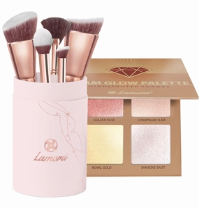 Contour Brush Set with Powder Highlighter Palette