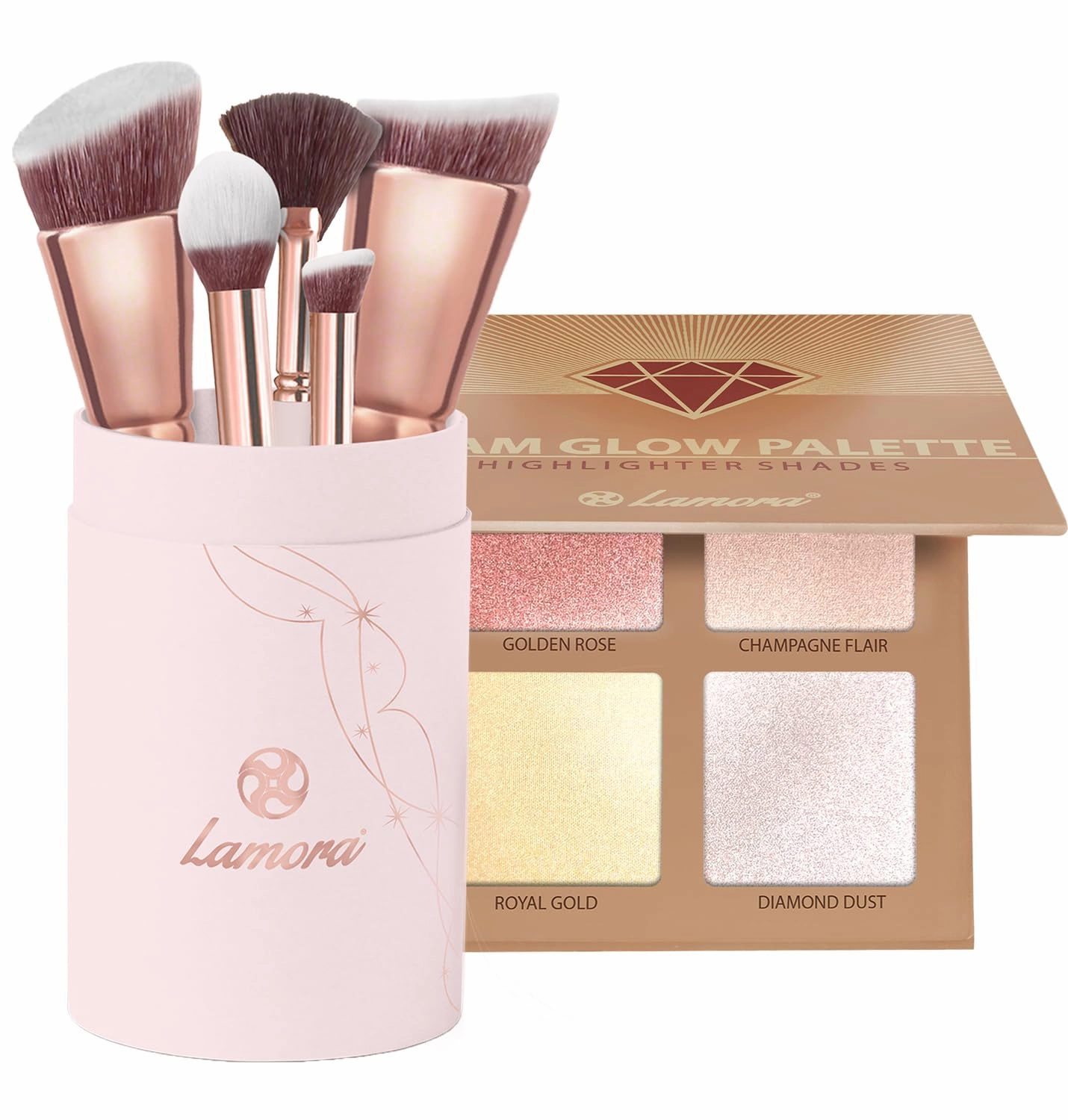 Contour Brush Set with Powder Highlighter Palette