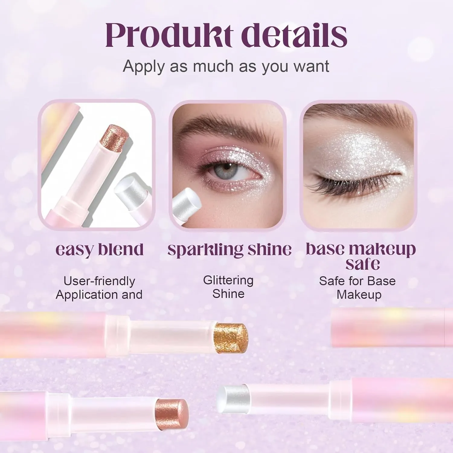 Crystal Hydrating Jelly Stick Eyeshadow Stick, 2025 New Jelly Shimmer Eye Shadow Crayon, Long Lasting Shimmer Eyeshadow Eye Brightener Makeup Glitter Gradient Eye shadow Sticks (#02)