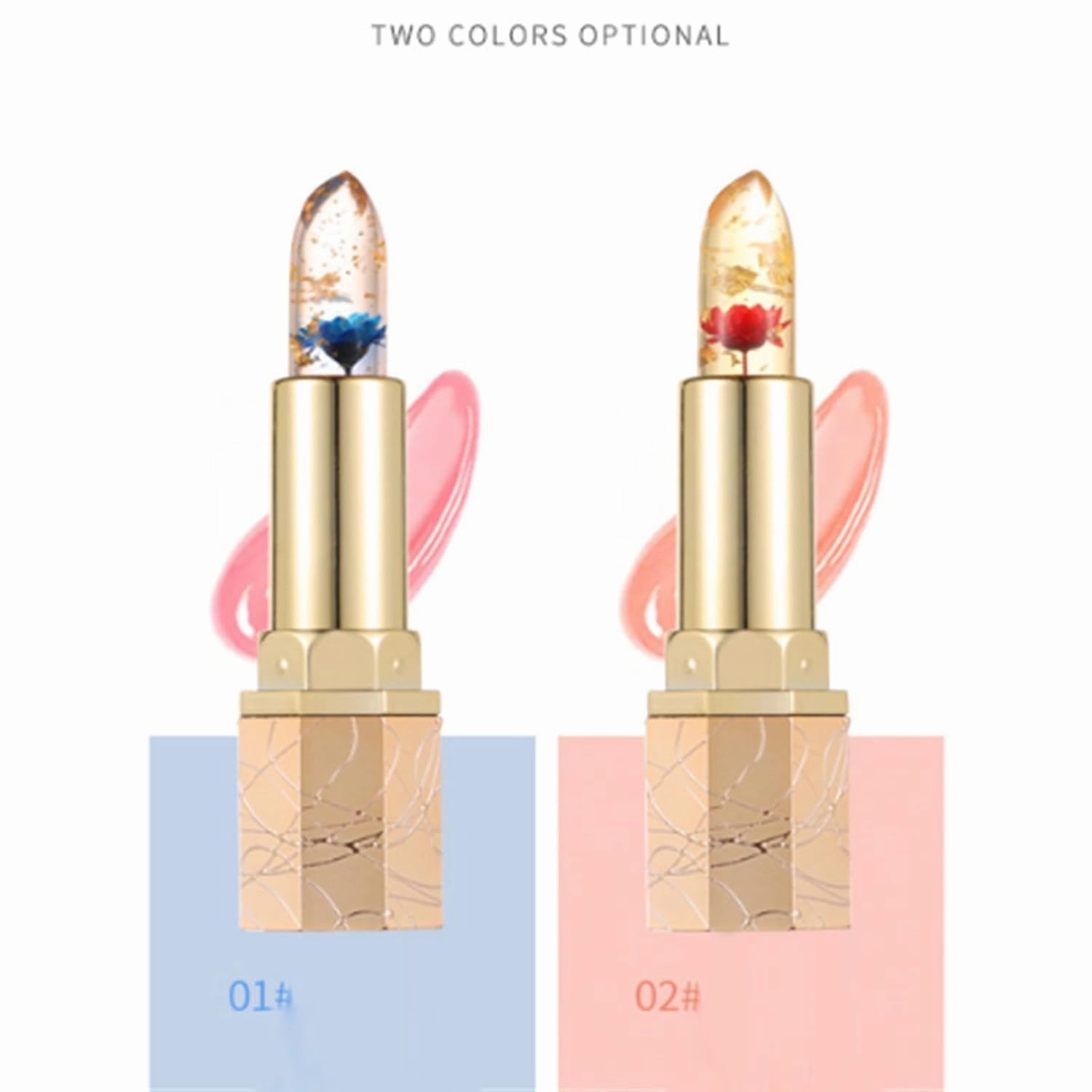 Crystalflower Thermostatic Color Changing Jelly Lipstick,Long Lasting Color Changing Lipstick - PH Crystal Jelly Flower Color Changing Lipsticks (2 MIX, 1)