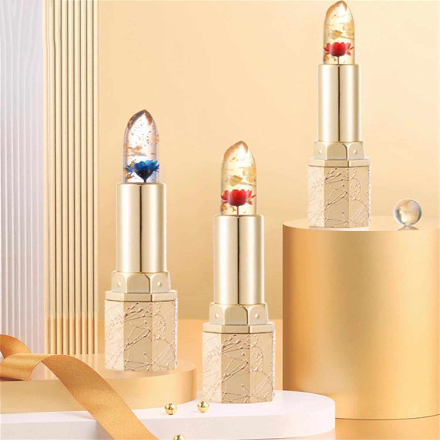 Crystalflower Thermostatic Color Changing Jelly Lipstick,Long Lasting Color Changing Lipstick - PH Crystal Jelly Flower Color Changing Lipsticks (2 MIX, 1)