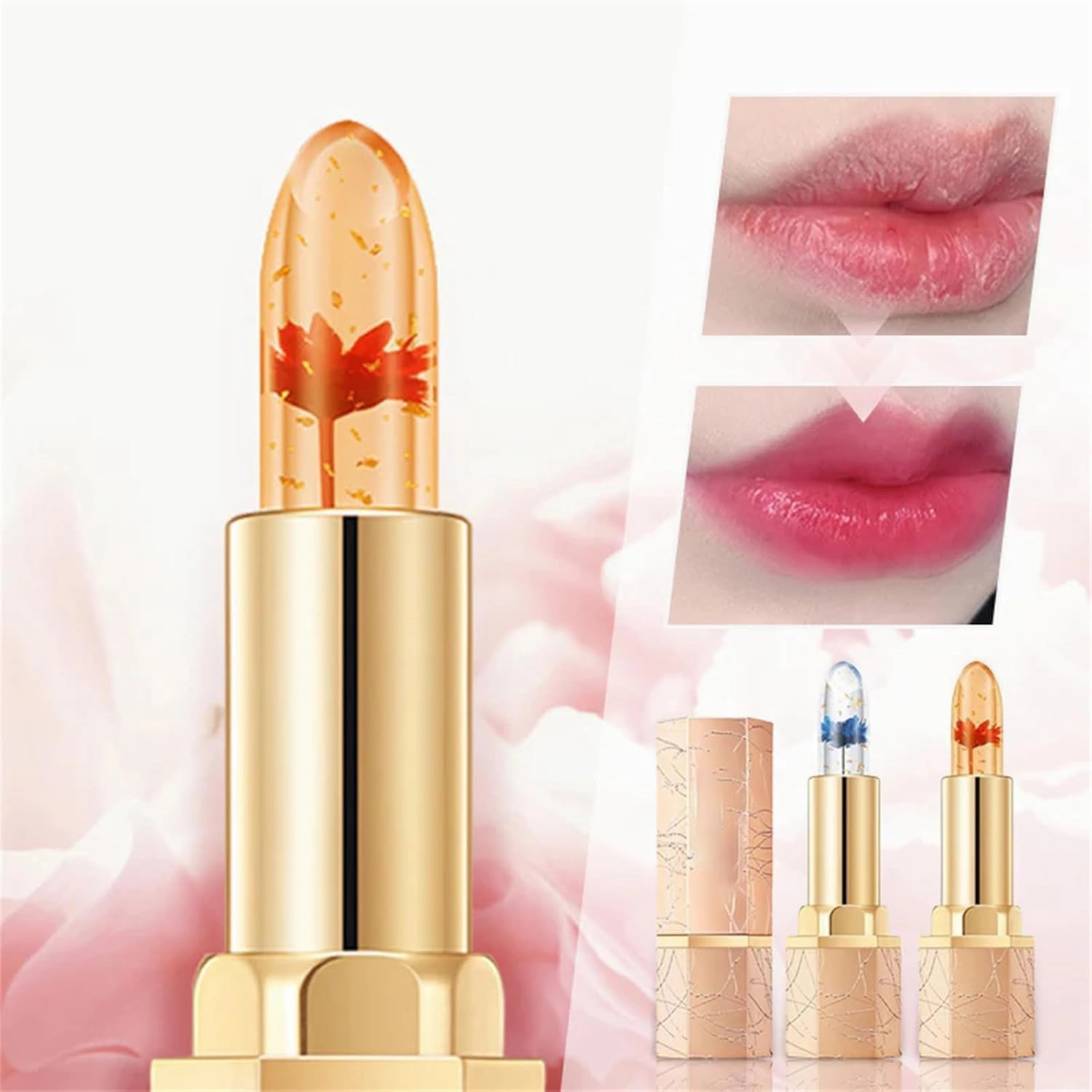 Crystalflower Thermostatic Color Changing Jelly Lipstick,Long Lasting Color Changing Lipstick - PH Crystal Jelly Flower Color Changing Lipsticks (2 MIX, 1)