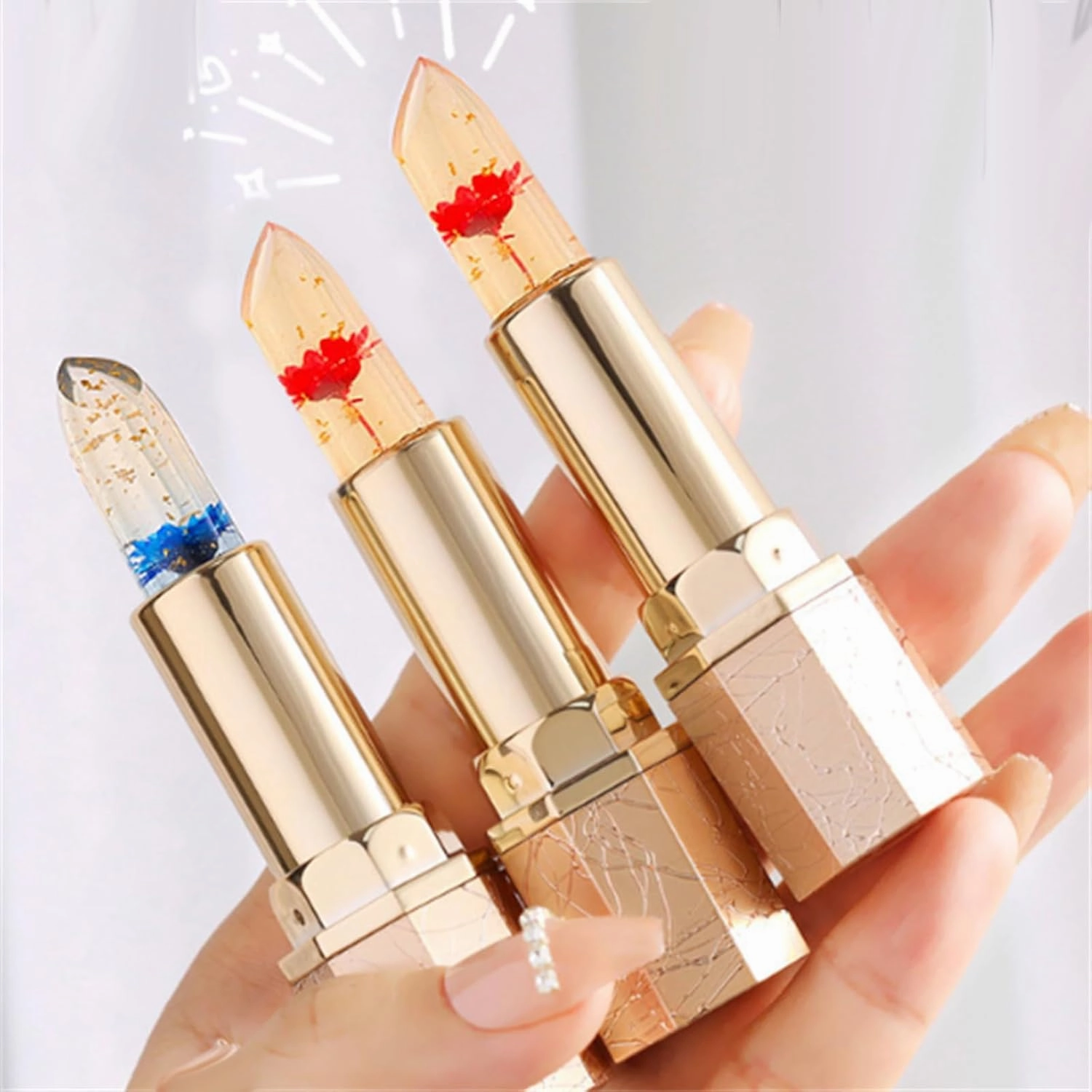 Crystalflower Thermostatic Color Changing Jelly Lipstick,Long Lasting Color Changing Lipstick - PH Crystal Jelly Flower Color Changing Lipsticks (2 MIX, 1)