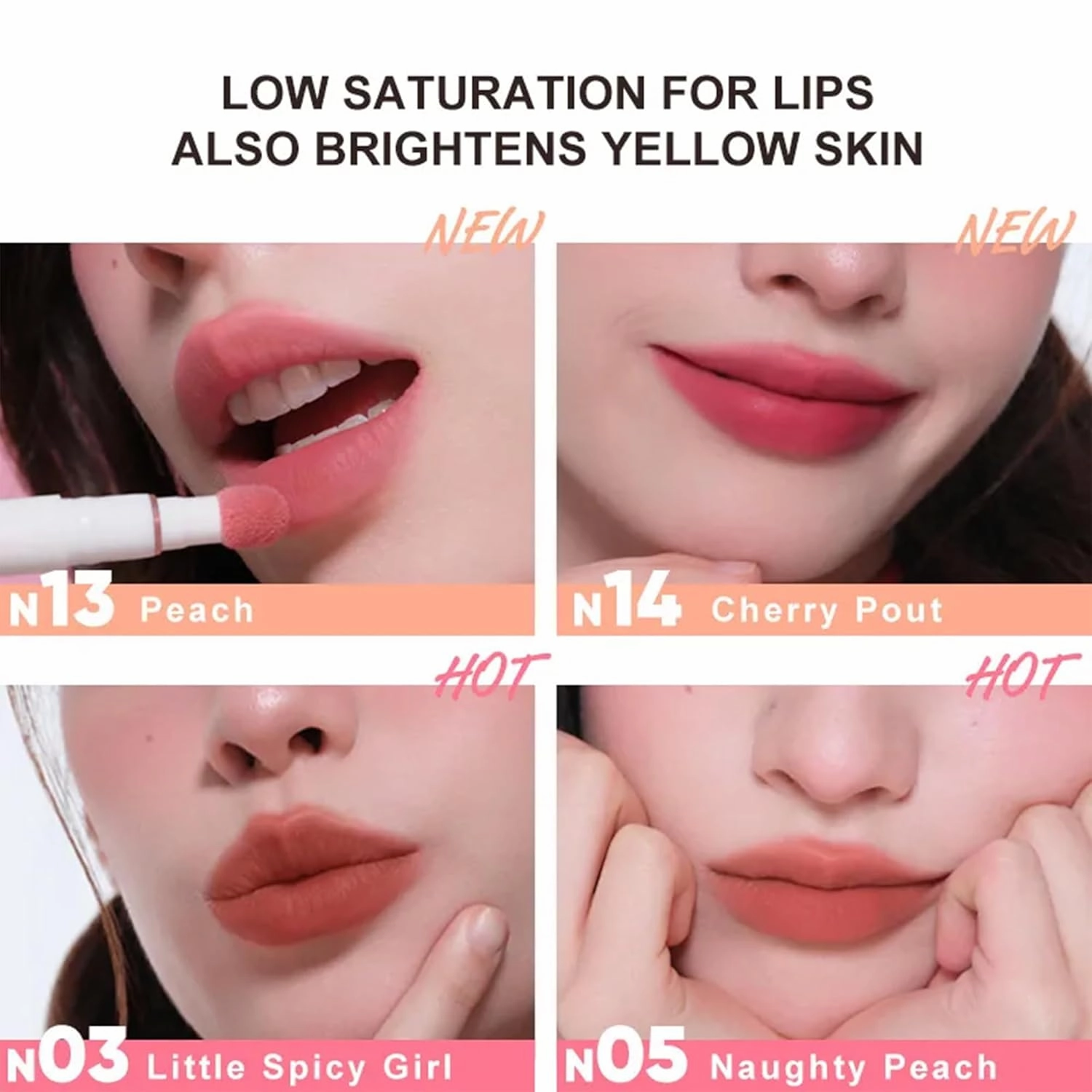 Cushion Lip Powder Cream, Matte Air Cushion Lipstick, Nude Lip Stain, Velvet Matte Lip Cream, Non-Stick Cup, Quick-Drying, Long Lasting Lipstick 24 Hour Waterproof (N14)