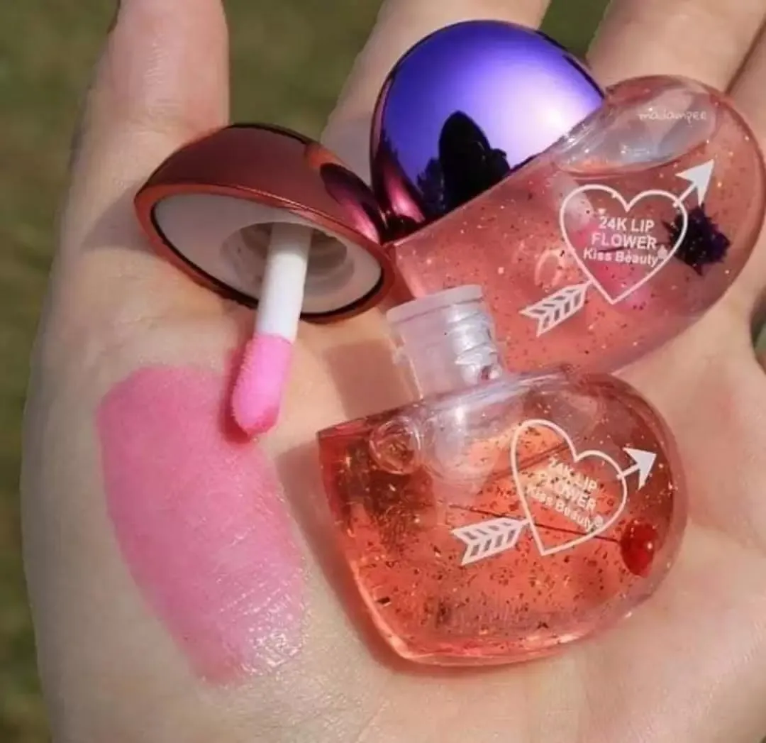 Cute heart. shape Lipgloss for girls lip balm korean lipgloss pink shiny lips waterproof long lasting liquid glitter lipgloss for women Glossy Tint For Dry And Chapped Lips (pack of 2)