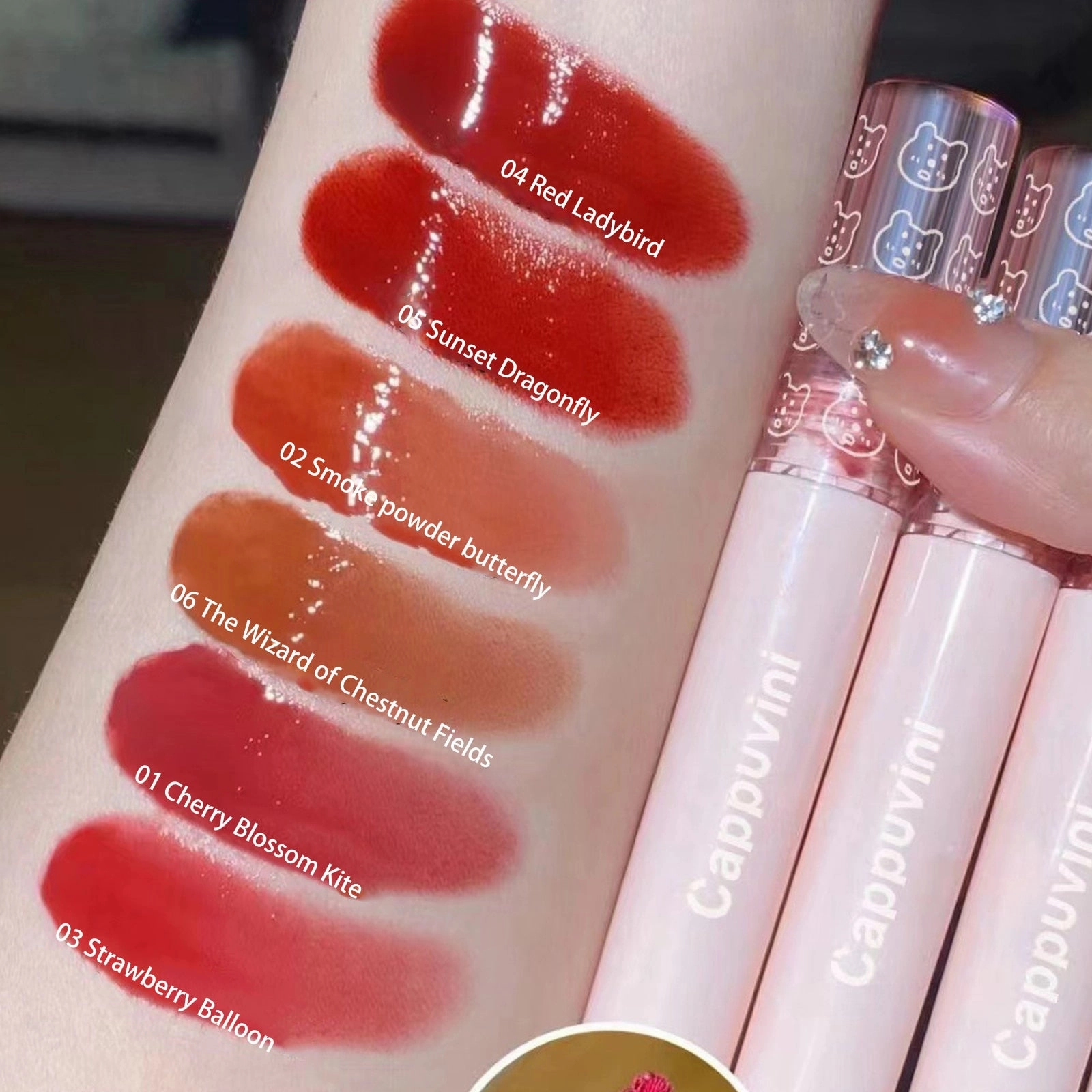 Cute Bear Tube Bubble Lip Gloss Mirror Water Liquid Lipstick