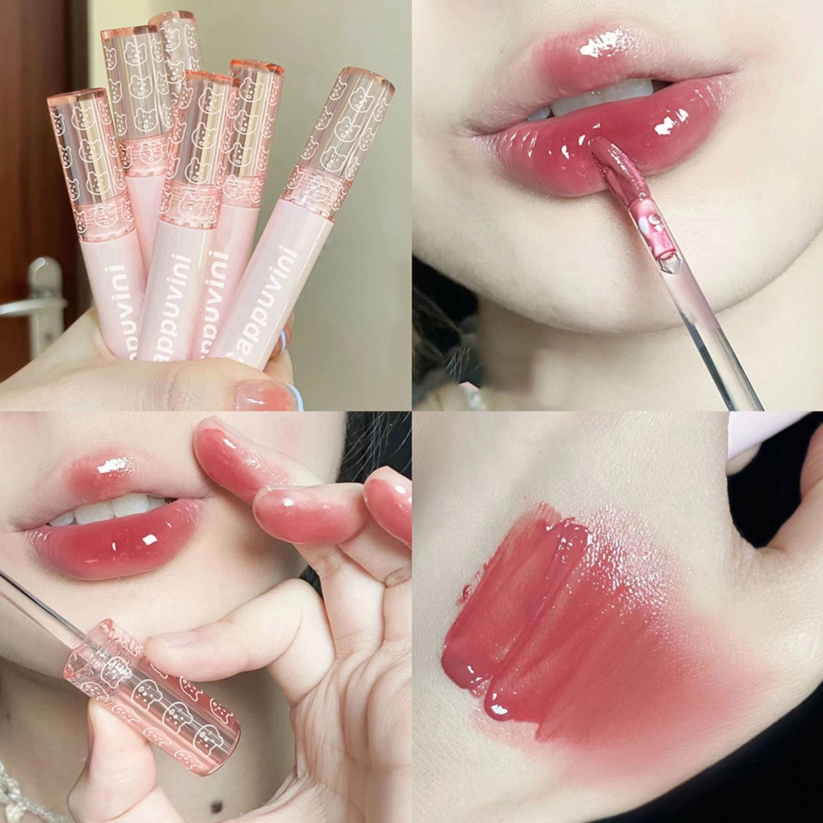 Cute Bear Tube Bubble Lip Gloss Mirror Water Liquid Lipstick