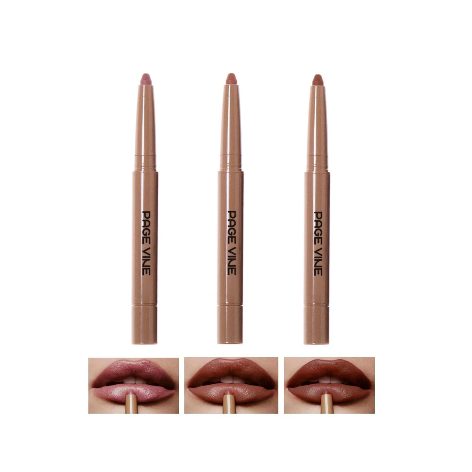 Dau Dau 3PCS Dual-Ended Lipstick, Peptide-Infused Nude Lipliner, Velvet Matte lip gloss, Nude Lipstick