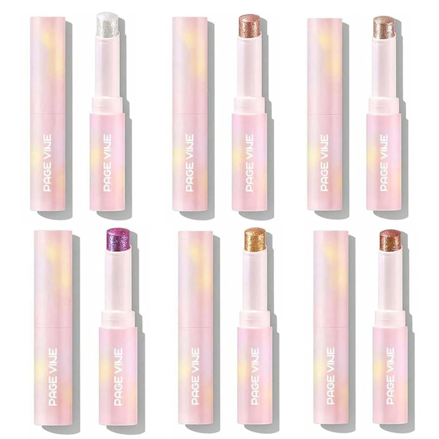 Dau Dau 6PCS Crystal Jelly Glaze Eye Shadow Stick Eyeliner Brightener Pencil Crayon with Brush Easy to Blend Long Lasting Shimmer Eyeshadow Stick