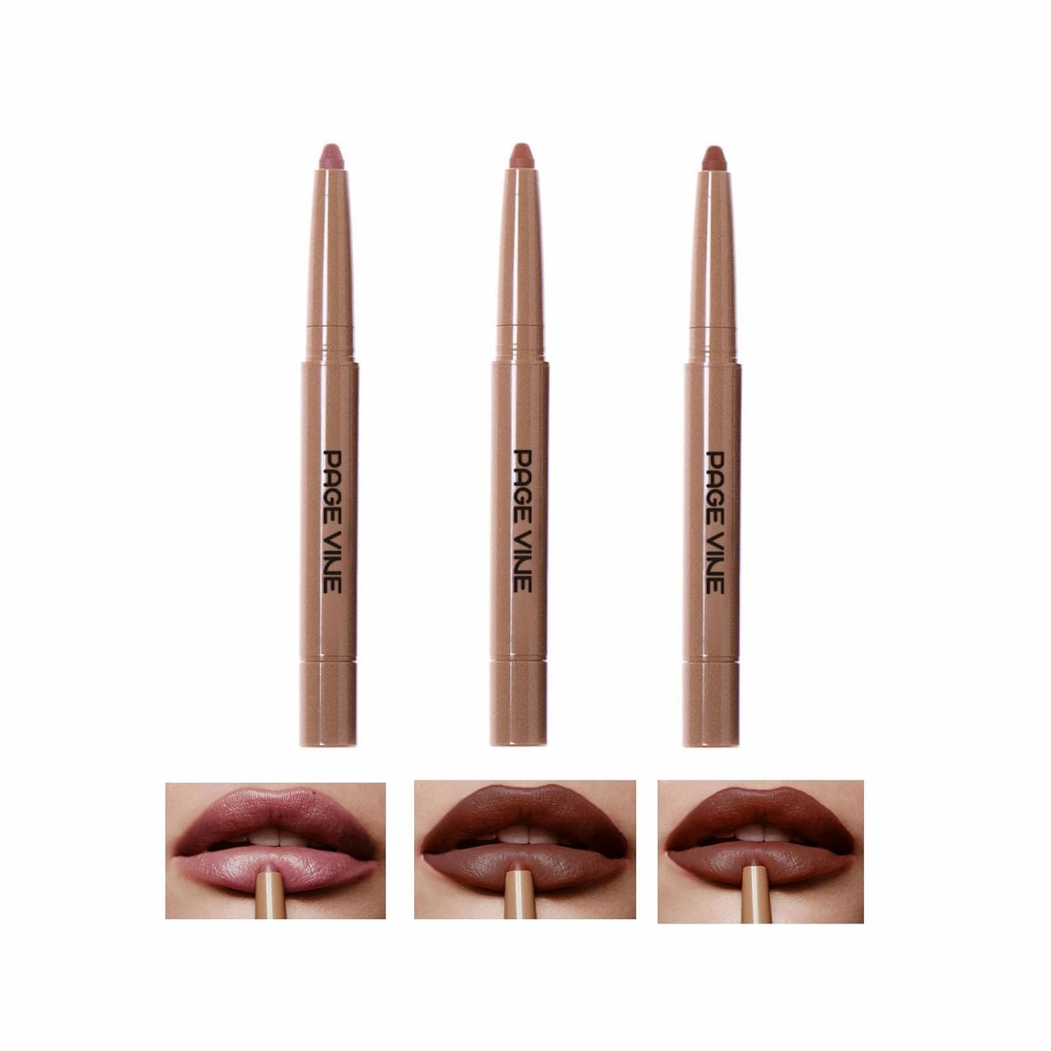 Dau Dau 3PCS Dual-Ended Lipstick, Peptide-Infused Nude Lipliner, Velvet Matte lip gloss, Nude Lipstick