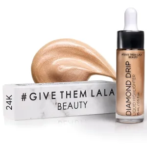 Diamond Drip Liquid Highlighter By Give Them Lala- Highly Pigmented Shimmer Highlighter For Face & Chest- Illuminator Drops For Diamond Sparkle- Glow Drops For Dewy Foundation, Cruelty-Free - (24K)