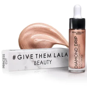 Diamond Drip Liquid Highlighter By Give Them Lala- Highly Pigmented Shimmer Highlighter For Face & Chest- Illuminator Drops For Diamond Sparkle- Glow Drops For Dewy Foundation, Cruelty-Free - (Princess Cut)