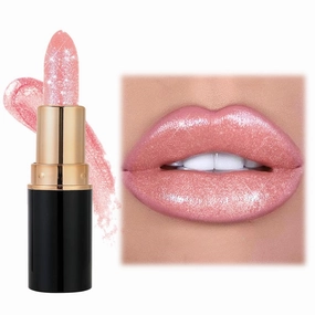 Diamond Lip Gloss Glitter Lipstick Waterproof, 2025 New Non-Stick Lip Gloss, Long Lasting Lipstick, Hydrating Lip Tint Natural Non-Fading Liquid Lip Stick for Women (#02, 3.5ml)