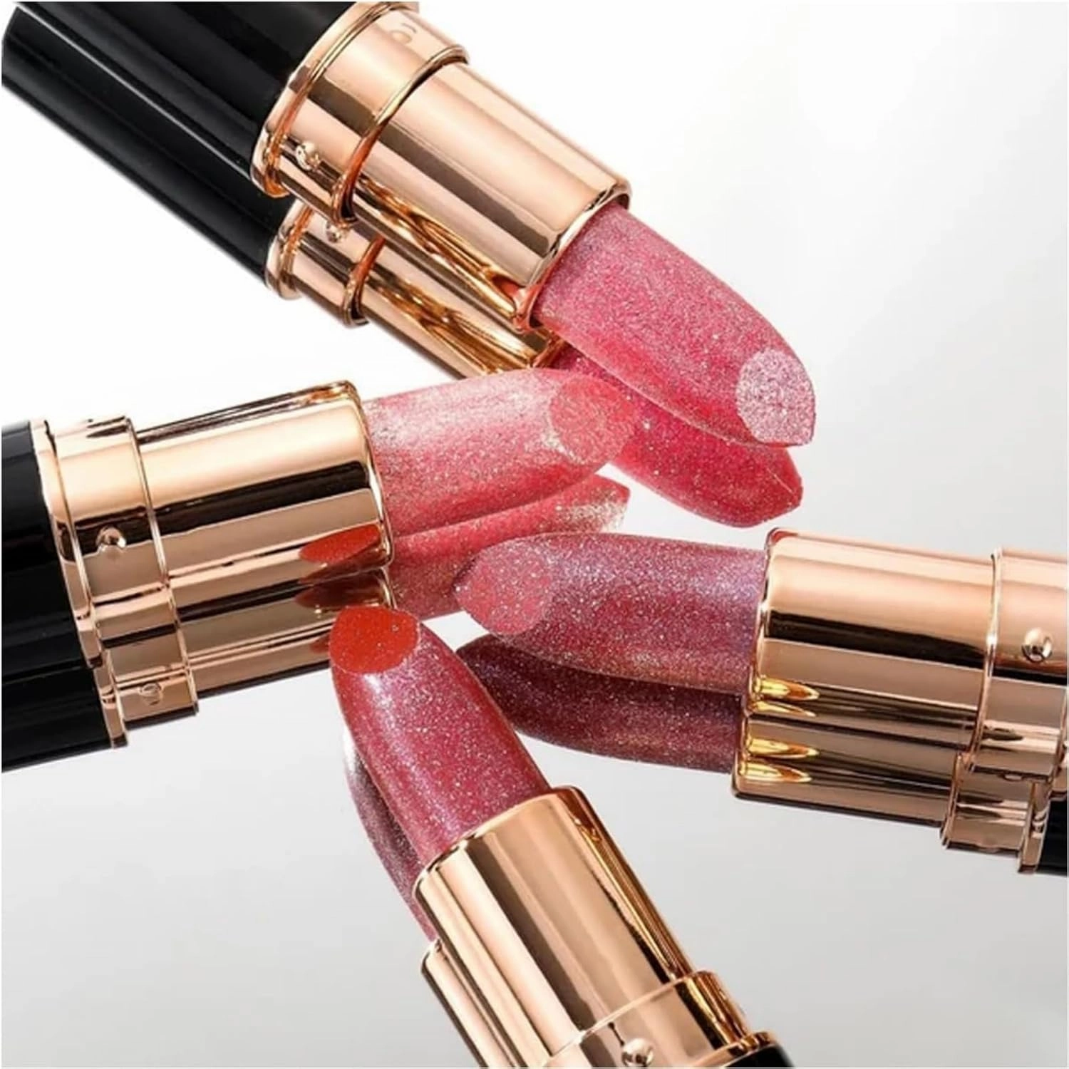 Diamond Lip Gloss Glitter Lipstick Waterproof, Metallic Lipsticks for Women, Moisturizing Shiny Metallic Lipstick, Non-stick Cup Shimmer Sparkling Lipsticks (02, 1)