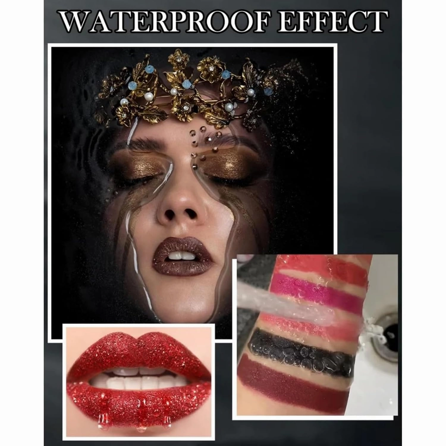 Diamond Lip Gloss Glitter Lipstick Waterproof, Metallic Lipsticks for Women, Moisturizing Shiny Metallic Lipstick, Non-stick Cup Shimmer Sparkling Lipsticks (02, 1)