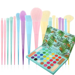 Docolor 17Pcs Colorful Makeup Brushes Set   48Colors BOOM Eeyshadow Palette, Ultra Pigmented Matte Shimmer Metallic Natural Blendable Cream Powder Long Lasting Waterproof Make Up Eye Shadow Palettes