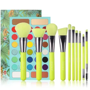 Docolor Makeup Brushes 10 Piece Makeup Brushes Set   34 Colors Tropical Eeyshadow Palette Pigmented Matte Shimmer Metallic Blendable Soft Cream Powder Makeup Eye Shadow Palettes for Christmas Gift