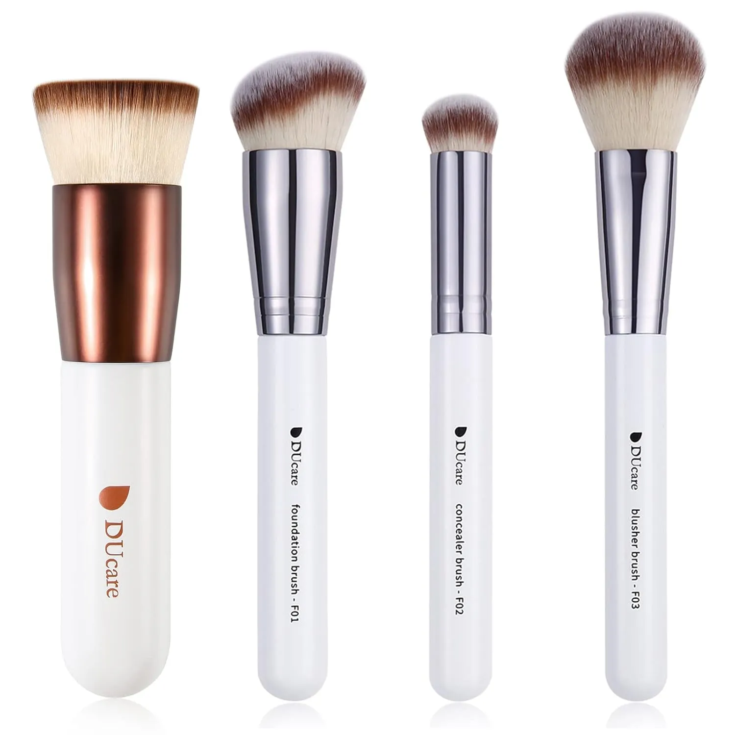 DUcare Flat Top Kabuki Foundation Brush   Kabuki Brushes 3Pcs Foundation Brush& Concealer Brush& Blusher Brush