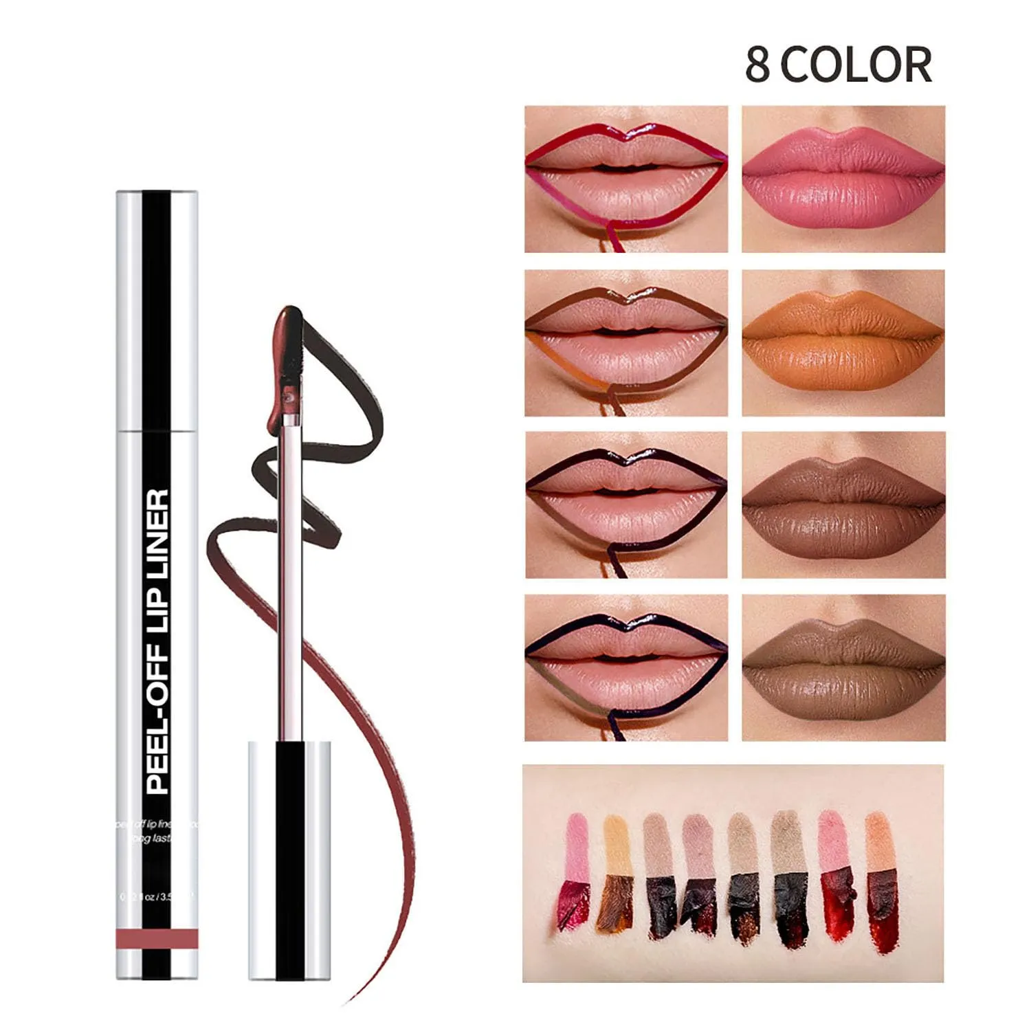 Emryne Lip Stain Peel Off, Emryne Lip Liner Stain, Transfer Proof Lipstain, Peel off Non-stick Cup Matte Waterproof Longwear Liquid Lipliner, No Smudging (04#)