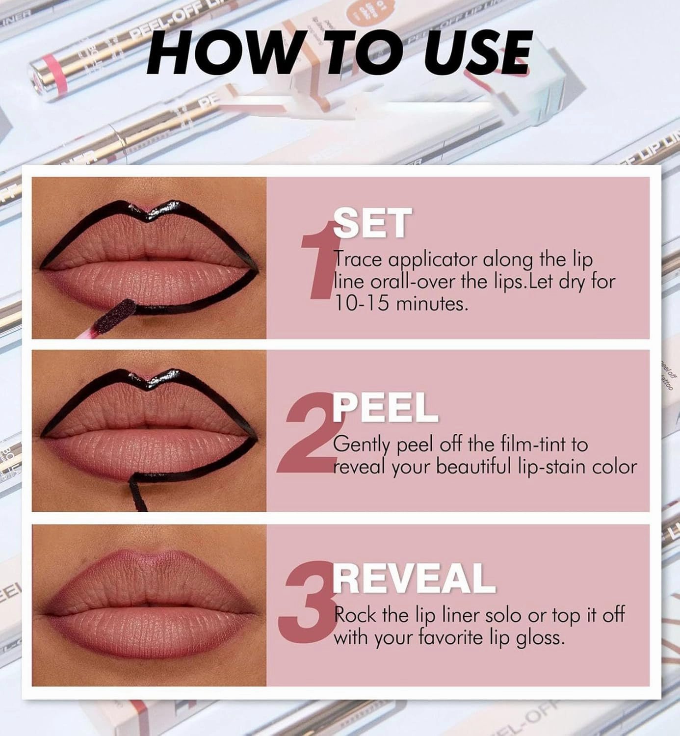 Emryne Lip Stain Peel Off, Emryne Lip Liner Stain, Transfer Proof Lipstain, Peel off Non-stick Cup Matte Waterproof Longwear Liquid Lipliner, No Smudging (04# 05# 06# 07#)