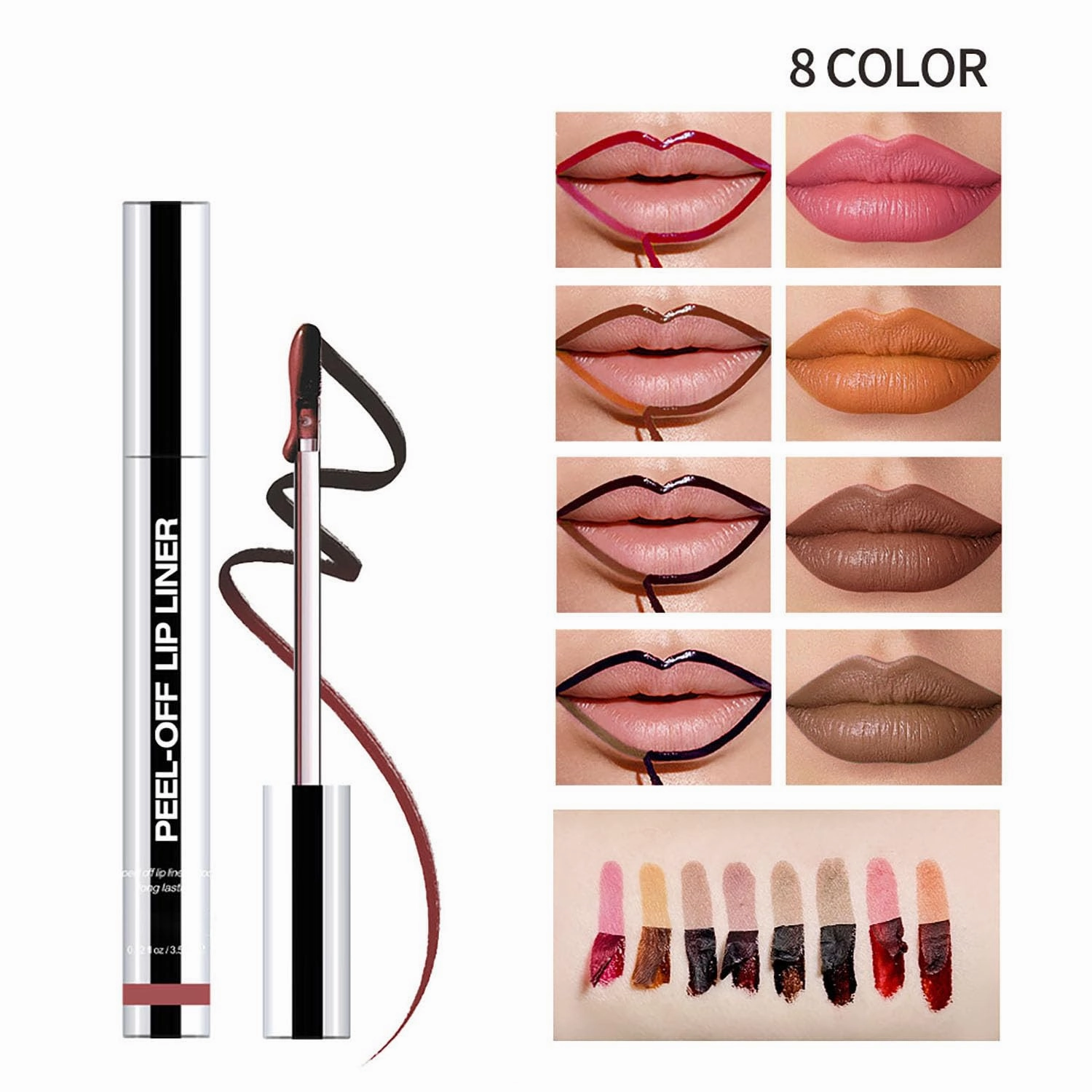 Emryne Lip Stain Peel Off, Emryne Lip Liner Stain, Transfer Proof Lipstain, Peel off Non-stick Cup Matte Waterproof Longwear Liquid Lipliner, No Smudging (04# 05# 06# 07#)