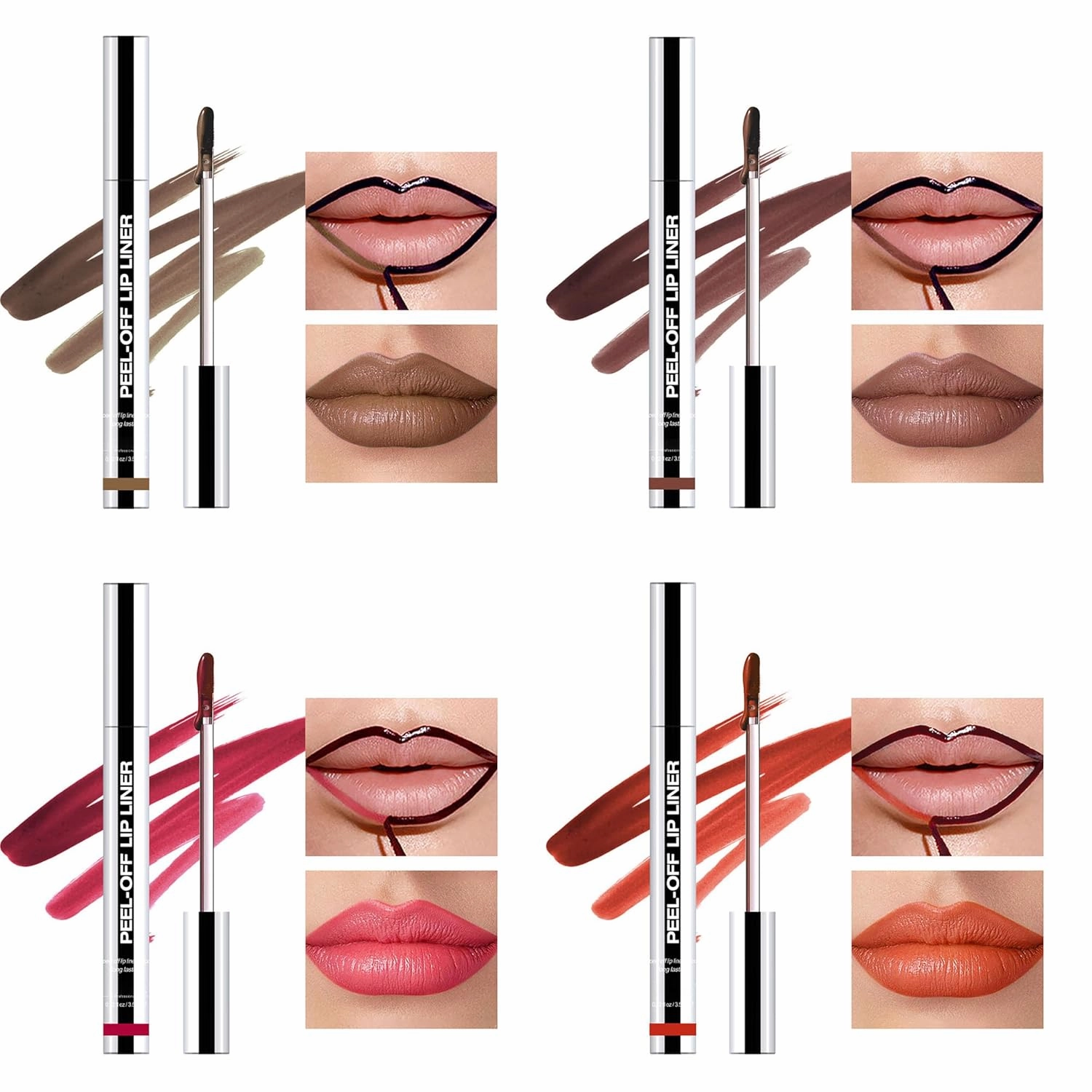 Emryne Lip Stain Peel Off, Emryne Lip Liner Stain, Transfer Proof Lipstain, Peel off Non-stick Cup Matte Waterproof Longwear Liquid Lipliner, No Smudging (04# 05# 06# 07#)