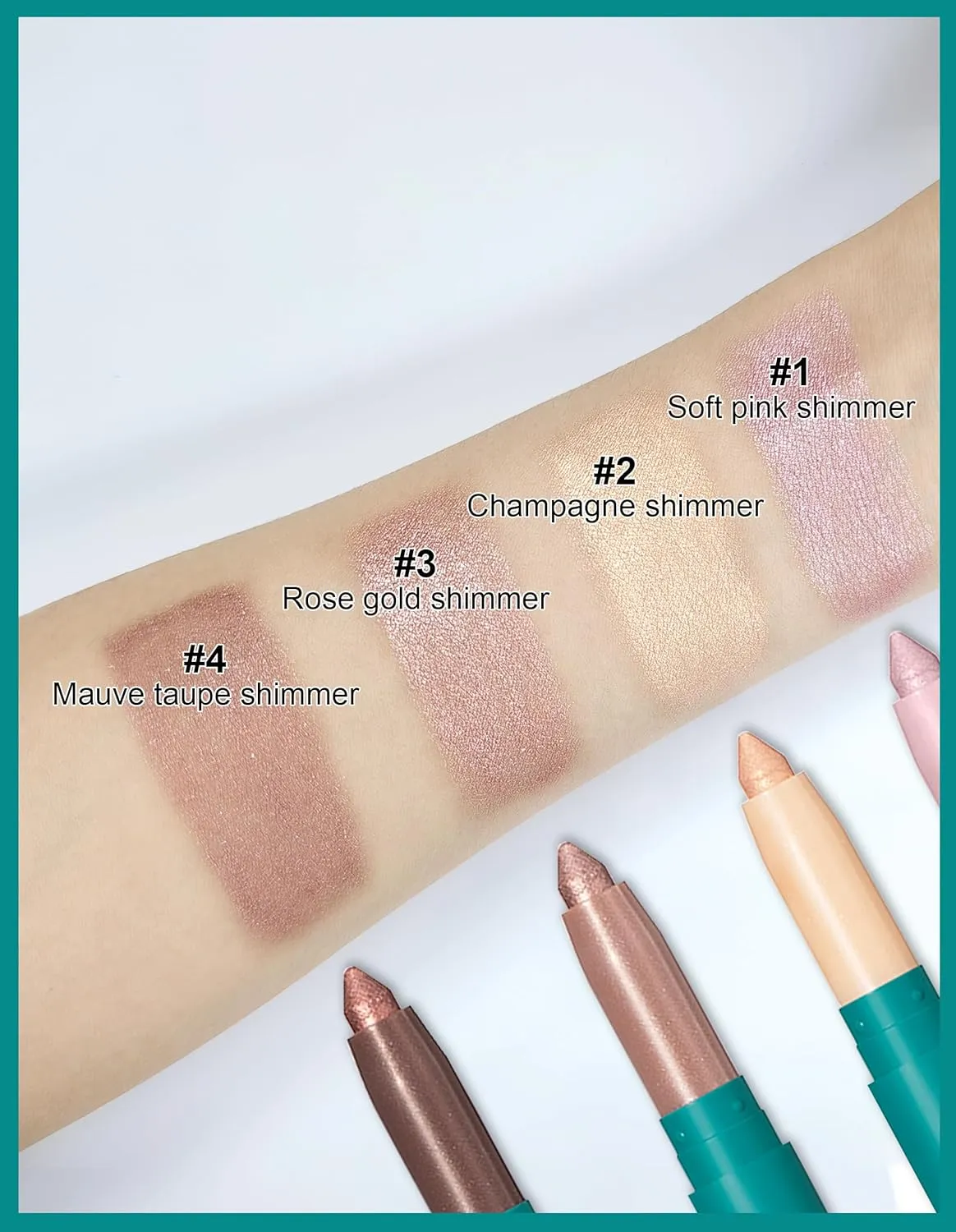 Erinde 4 Colors Eyeshadow Stick, Eye Brightener Stick, Shimmer Creamy Eye Shadow Makeup, Long Lasting Waterproof Glitter Highlighter Eye Liner Pencil Set