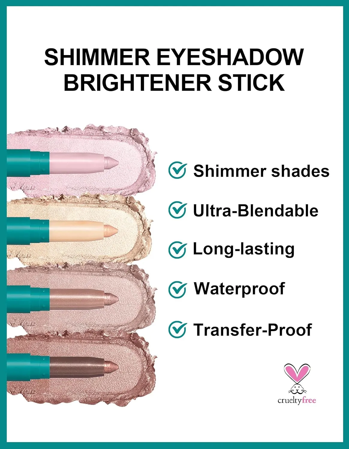 Erinde 4 Colors Eyeshadow Stick, Eye Brightener Stick, Shimmer Creamy Eye Shadow Makeup, Long Lasting Waterproof Glitter Highlighter Eye Liner Pencil Set