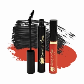 Essence of Argan Lash Conditioner Mascara & Nourishing Lip Gloss Plumper with Organic Argan Oil - Waterproof Black Mascara Plus Plumping Lip Balm for Voluptuous Sexy Lips and Longer Stronger Lashes