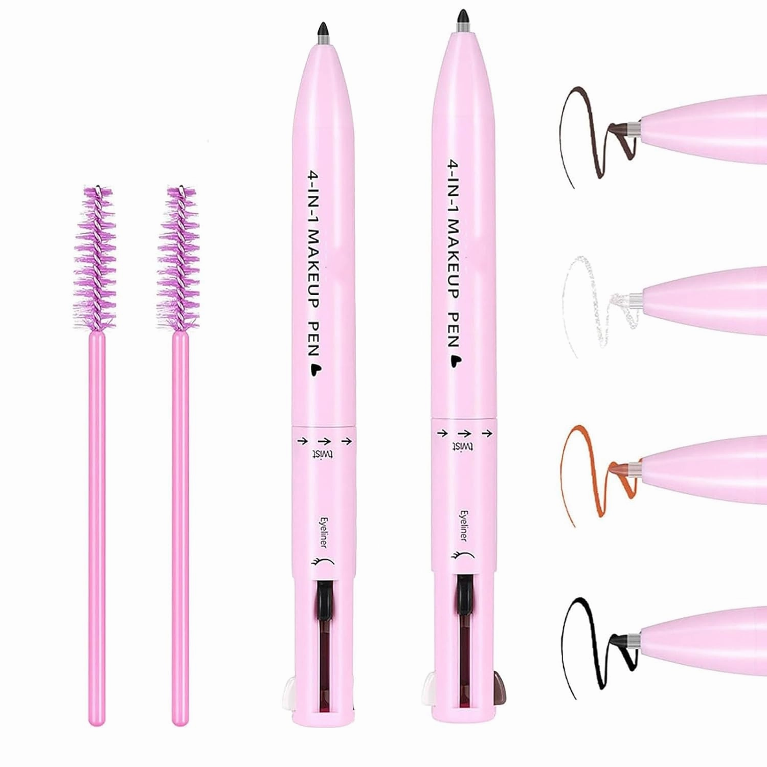 Eternaljoymart Eyebrow Pen,4 in 1 Makeup Waterproof Natural Beauty Pencil,Multifunction Face Beauty Pencil Comes with Eyeliner, Lip Liner, Highlighter Makeup & Eyebrow Pencils (#01 #03)