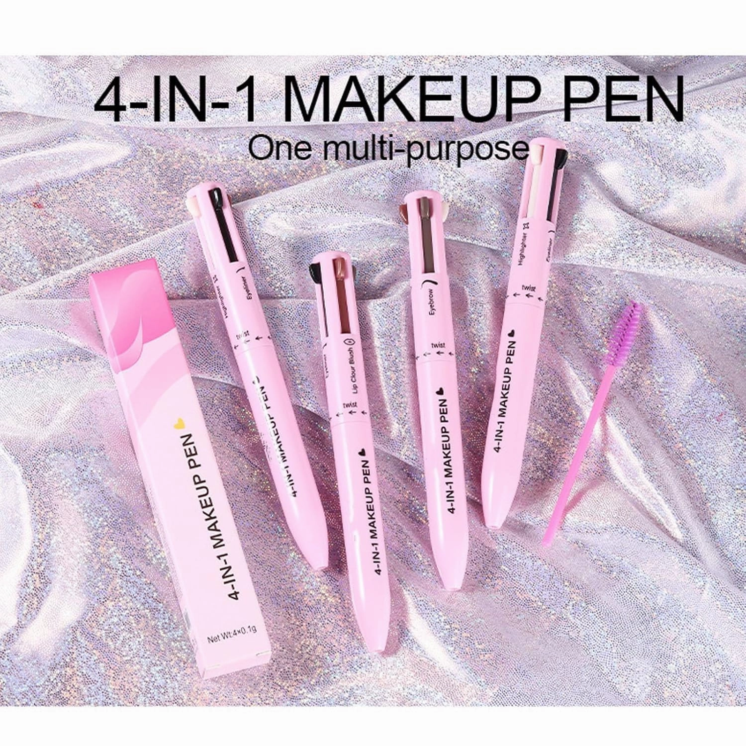 Eternaljoymart Eyebrow Pen,4 in 1 Makeup Waterproof Natural Beauty Pencil,Multifunction Face Beauty Pencil Comes with Eyeliner, Lip Liner, Highlighter Makeup & Eyebrow Pencils (#01 #03)