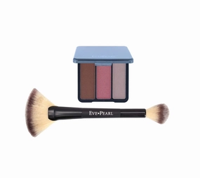 EVE PEARL Blush Trio Blush Palette Long Lasting Skincare Makeup And 204 Dual Fan Highlighter Hypoallergenic Brush Set Make up Kit- Bronzing Highlighter