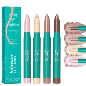 Eye shadow Brightener Stick 4Pcs, Eyeshadow Stick Set, Eye Brightener Stick, Waterproof Glitter Highlighter Makeup Eye Liner, Shimmer Creamy Long Lasting Eye Shadow Pencils