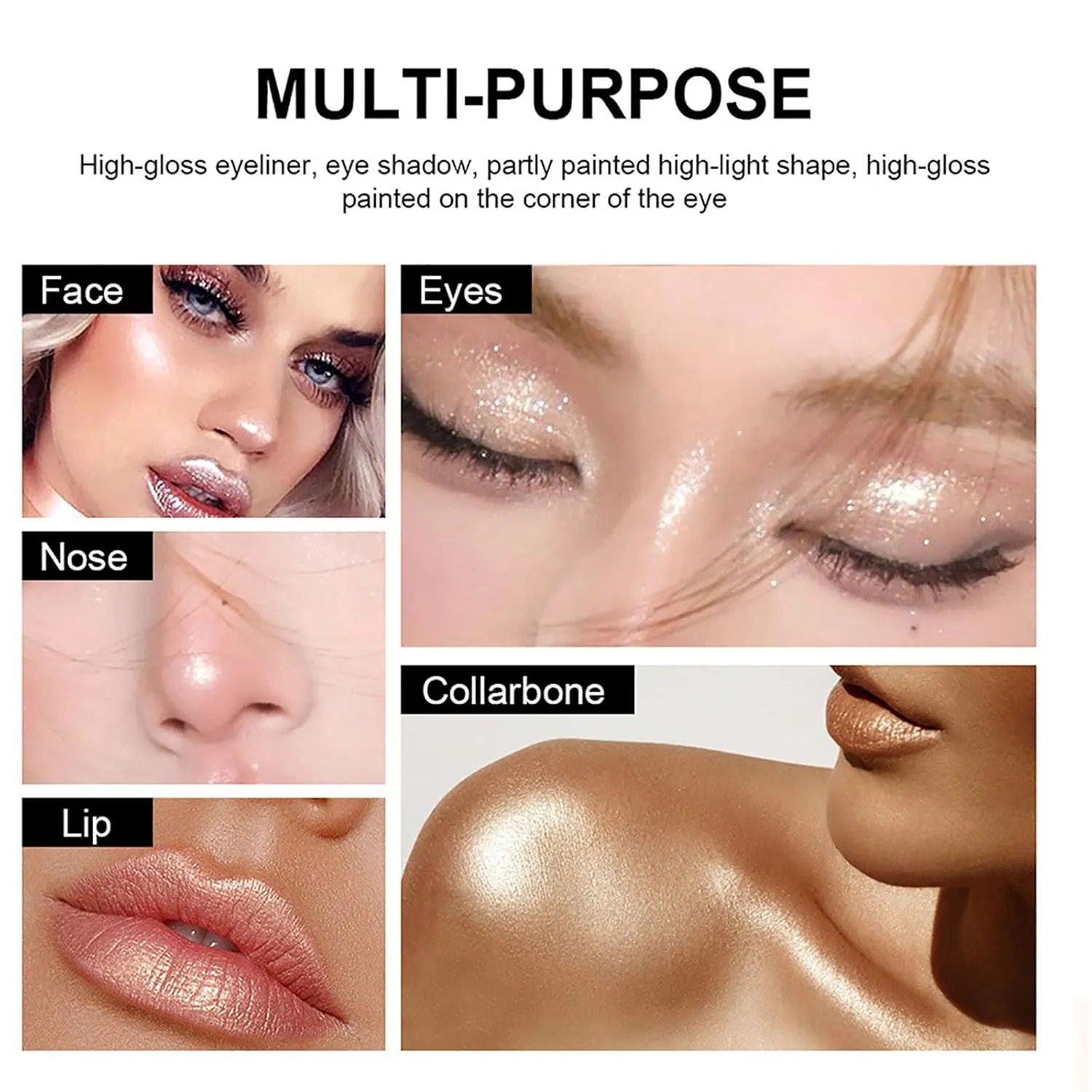 Eyeshadow Brightener Stick, Highlighter Eyeshadow Pencil, Long Lasting Glitter Highlighter Eyeliner Pencil, Matte Shimmer Creamy Eye Shadow Makeup, Blends Perfectly (4Pcs)