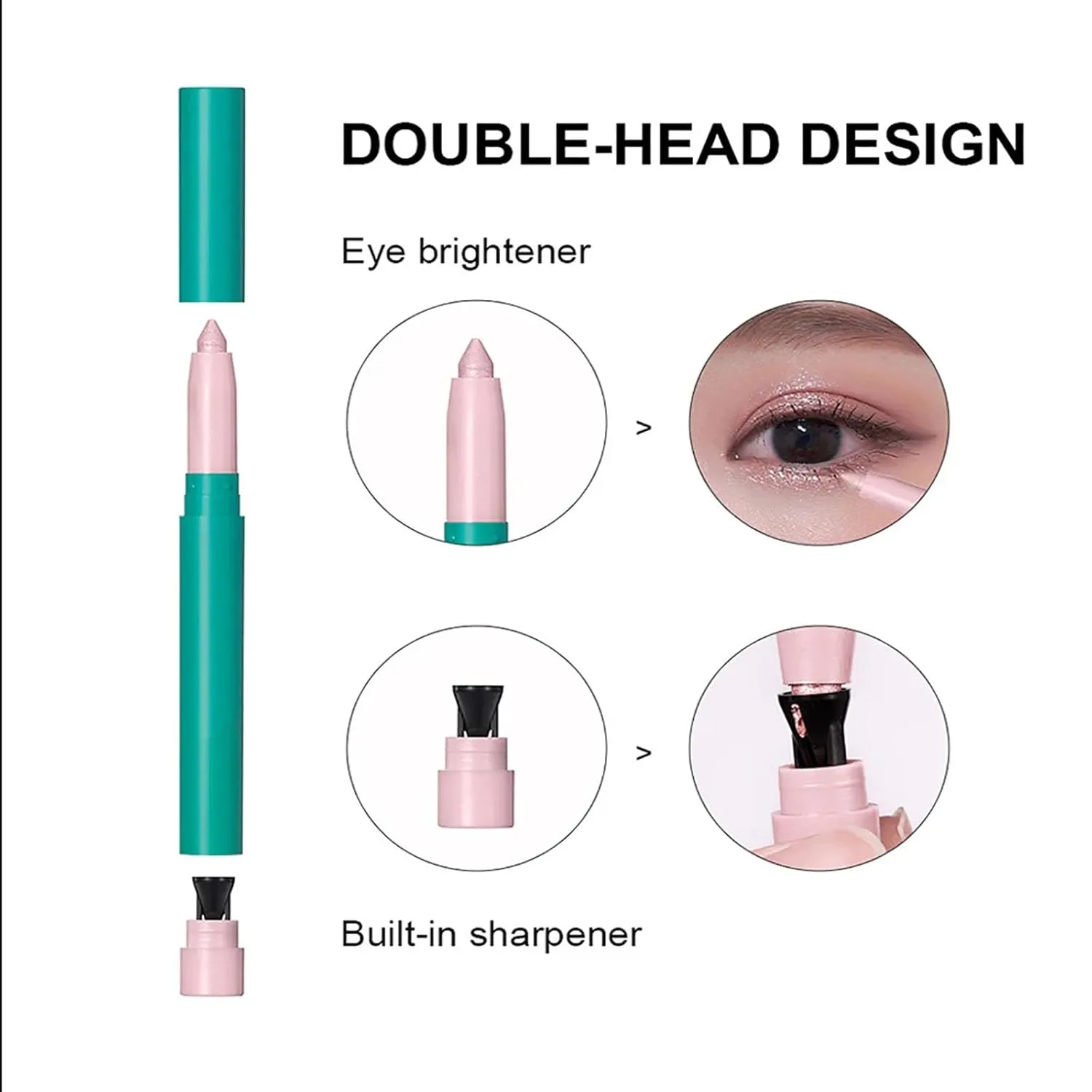 Eyeshadow Brightener Stick, Highlighter Eyeshadow Pencil, Long Lasting Glitter Highlighter Eyeliner Pencil, Matte Shimmer Creamy Eye Shadow Makeup, Blends Perfectly (4Pcs)