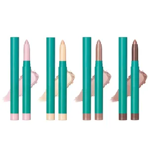 Eyeshadow Brightener Stick, Highlighter Eyeshadow Pencil, Long Lasting Glitter Highlighter Eyeliner Pencil, Matte Shimmer Creamy Eye Shadow Makeup, Blends Perfectly (4Pcs)