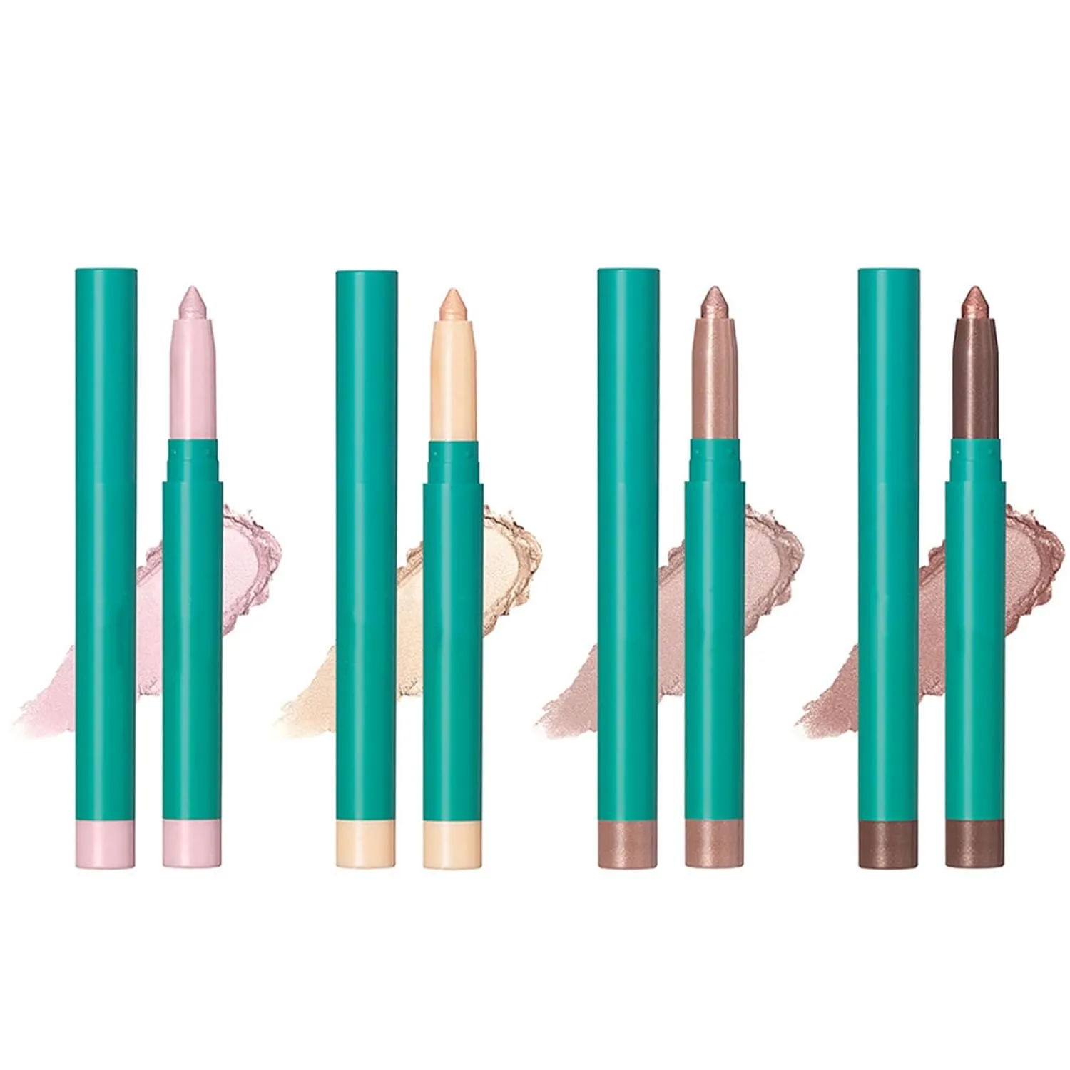 Eyeshadow Brightener Stick, Highlighter Eyeshadow Pencil, Long Lasting Glitter Highlighter Eyeliner Pencil, Matte Shimmer Creamy Eye Shadow Makeup, Blends Perfectly (4Pcs)