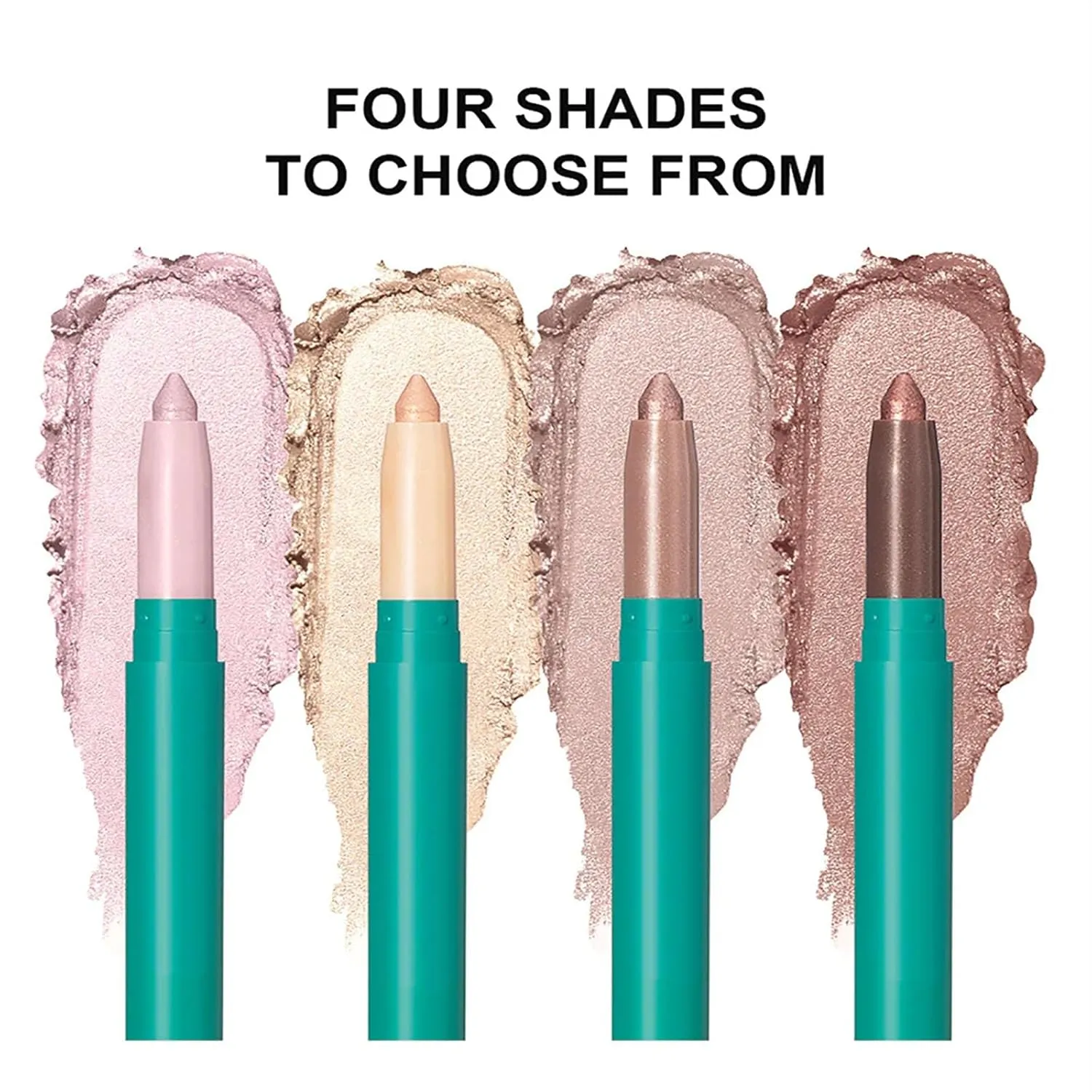 Eyeshadow Brightener Stick, Highlighter Eyeshadow Pencil, Long Lasting Glitter Highlighter Eyeliner Pencil, Matte Shimmer Creamy Eye Shadow Makeup, Blends Perfectly (4Pcs)