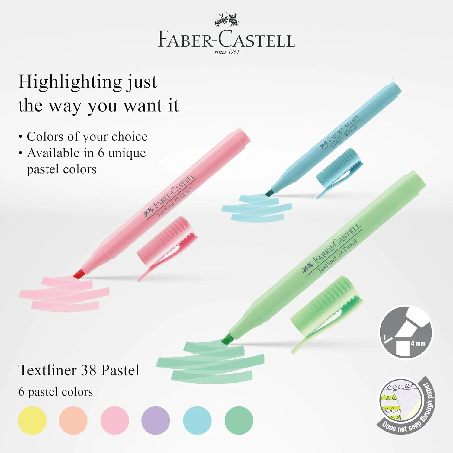 Faber-Castell Textliner 38 Pastel Highlighter Pen (Apricot) -2 Line Widths for broad and fine marking, Unique Soft Pastel Colors, Clipped Holder, Great Marking Performance (2x Pack of 10)