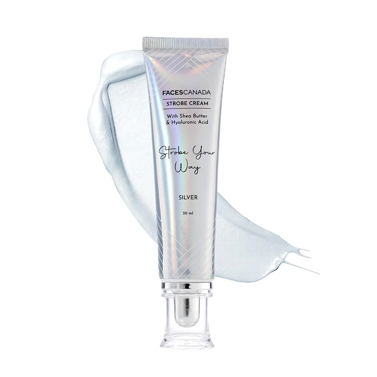 FACES CANADA Strobe Cream - Gold, 30g | Primer   Highlighter   Moisturizer | Shea Butter & Hyaluronic Acid | Intense Hydration Illuminating & Glowing Makeup Base (Silver, 1.05 ounce)